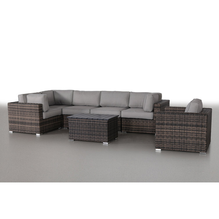 LivingSourceInternational Fully Assembled 7 Piece Rattan Sectional